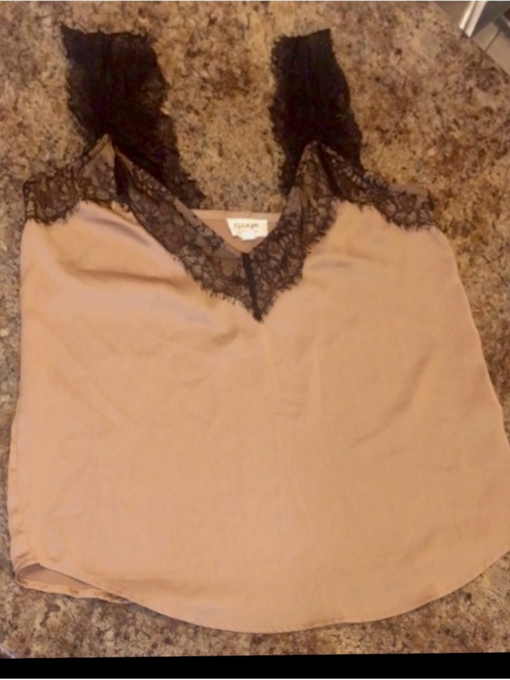 Blu Pepper Beige Chemise with Black Lace Trim